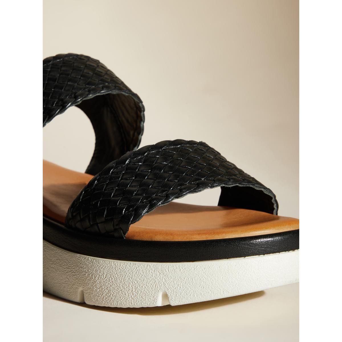 Brighton Haven Black Leather Woven Sandal, Size 7 | Blue leather sandals,  Woven leather sandals, Black sandals heels