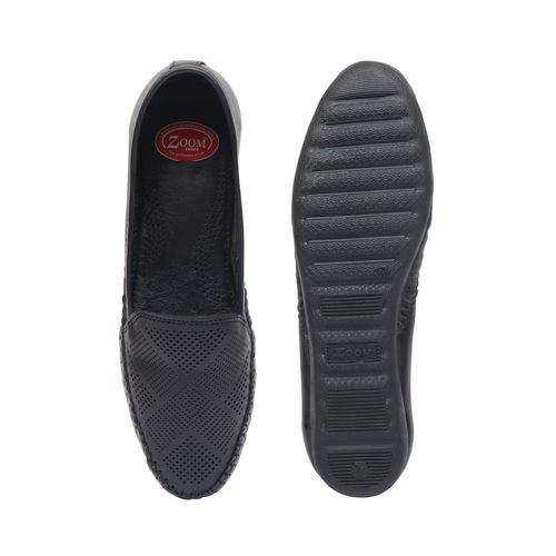 Zoom Shoes Womens Black Genuine Leather Loafers (UK 6)