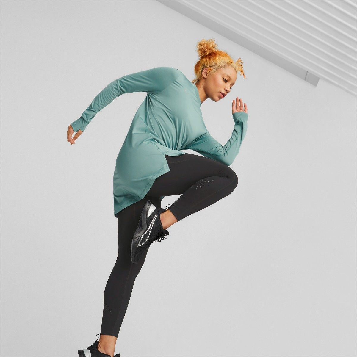 Buy Puma Modest Activewear Long Sleeve Womens Green T-Shirt Online