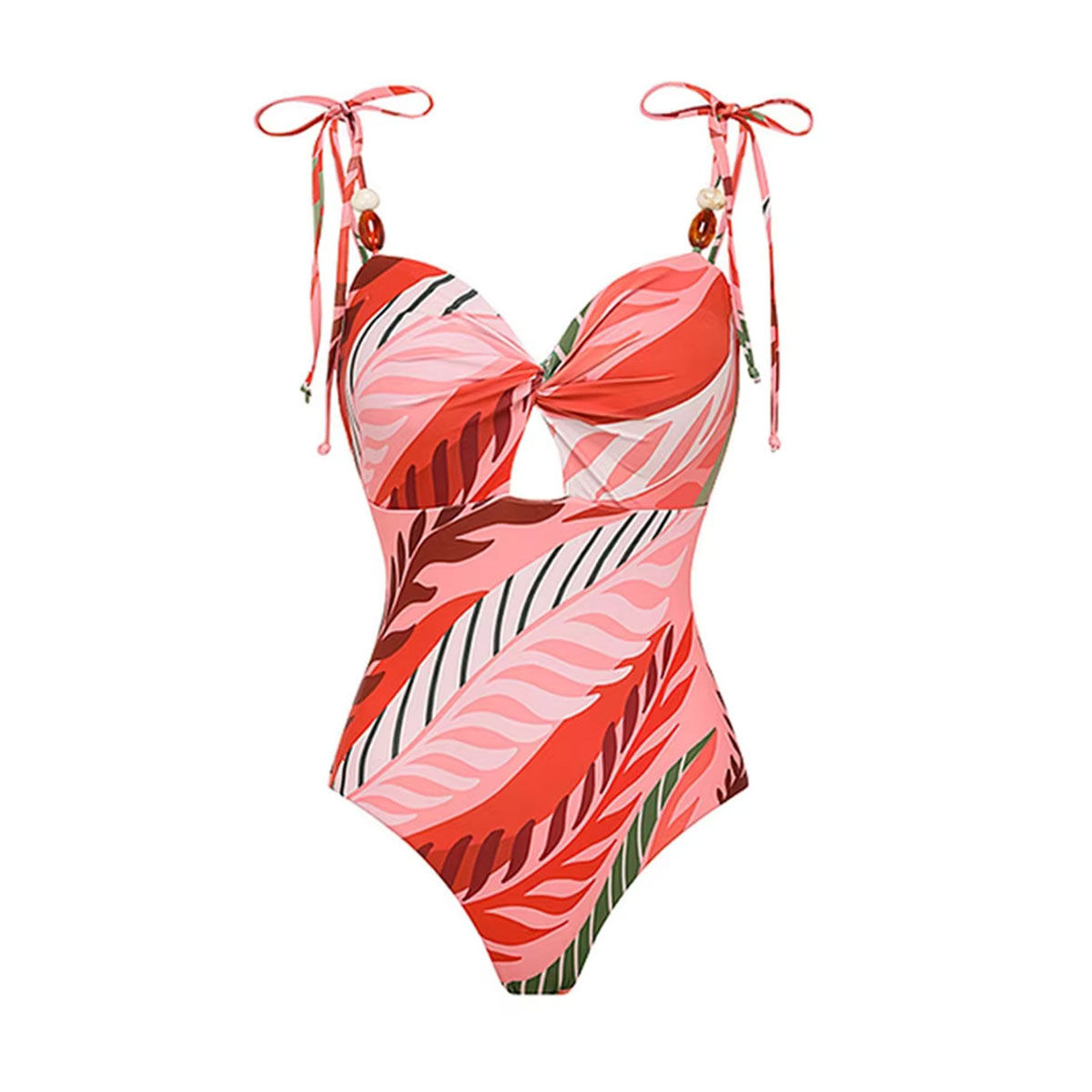 Buy Addery Women Red Printed Piece with Swim Cover-Up (Set of 2) Online