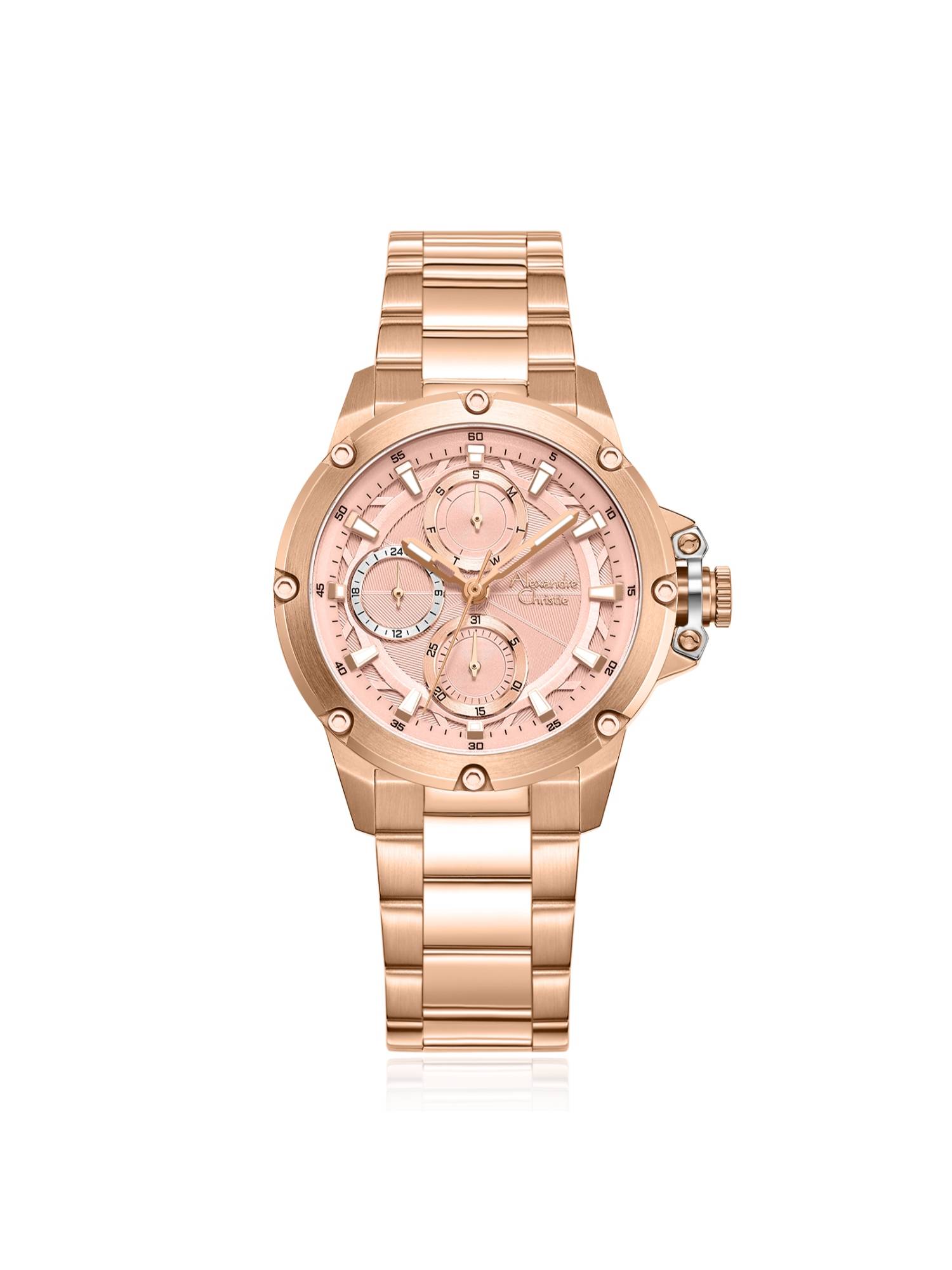 Alexandre Christie Rose Gold Women Multifunction Quartz Watch (6564BFBRGPN) (M)