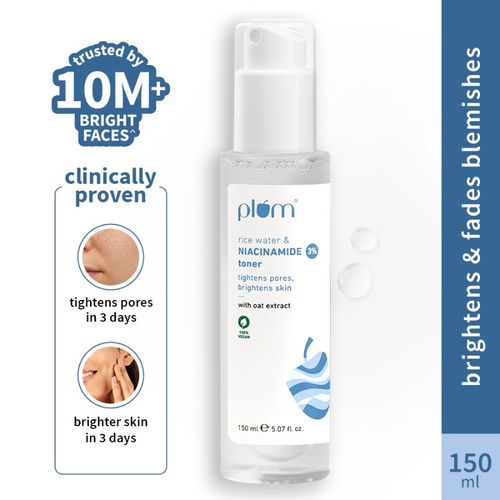Plum 3% Niacinamide Toner With Rice Water, For Pores & Blemishes, Normal To Oily Skin Type
