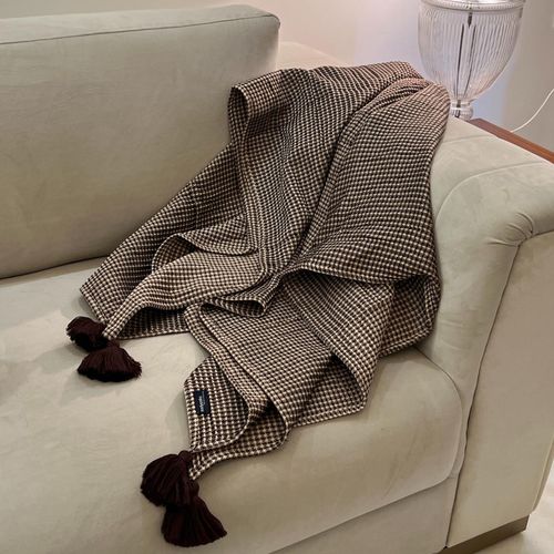 Buy Sadyaska Coffee Woven Honeycomb Throw with Tassels Online