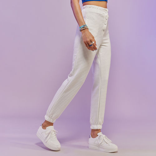 Buy MIXT by Nykaa Fashion Black Textured High Waist Joggers online