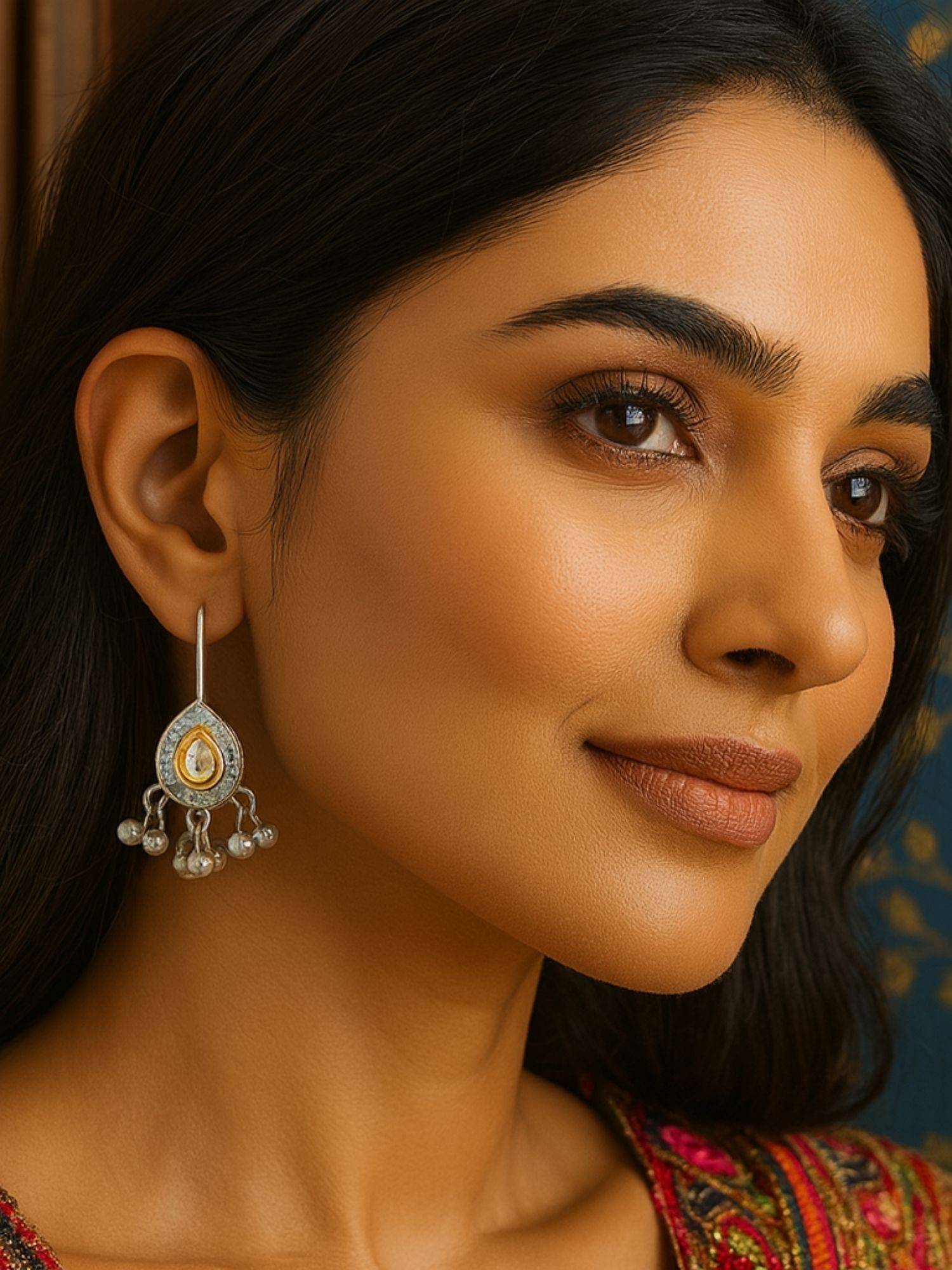 Digital Dress Room Dangler Afghani White Jhumka Drop Designs With Ghungroo Earring