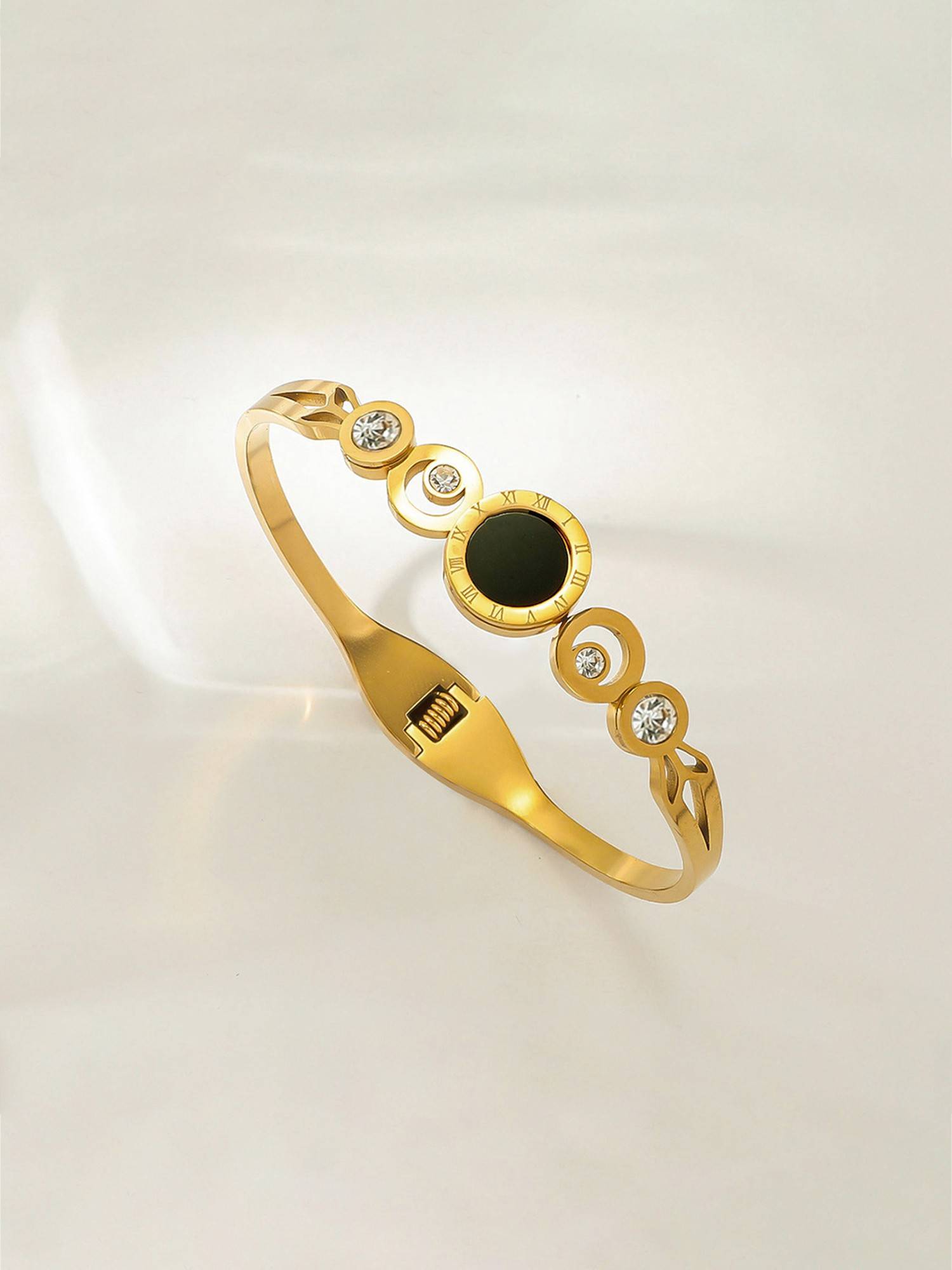 Designs & You Gold Plated Roman Numerals Geometric Bracelet
