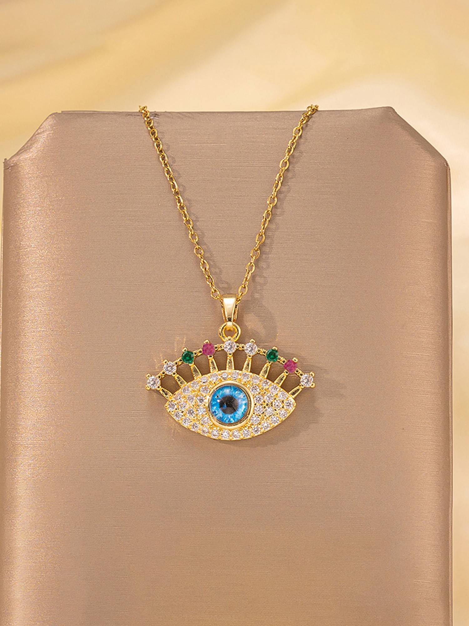 Designs & You Multicolor Gold Plated Anti Tarnish Evil Eye Themed Multicolor Pendant