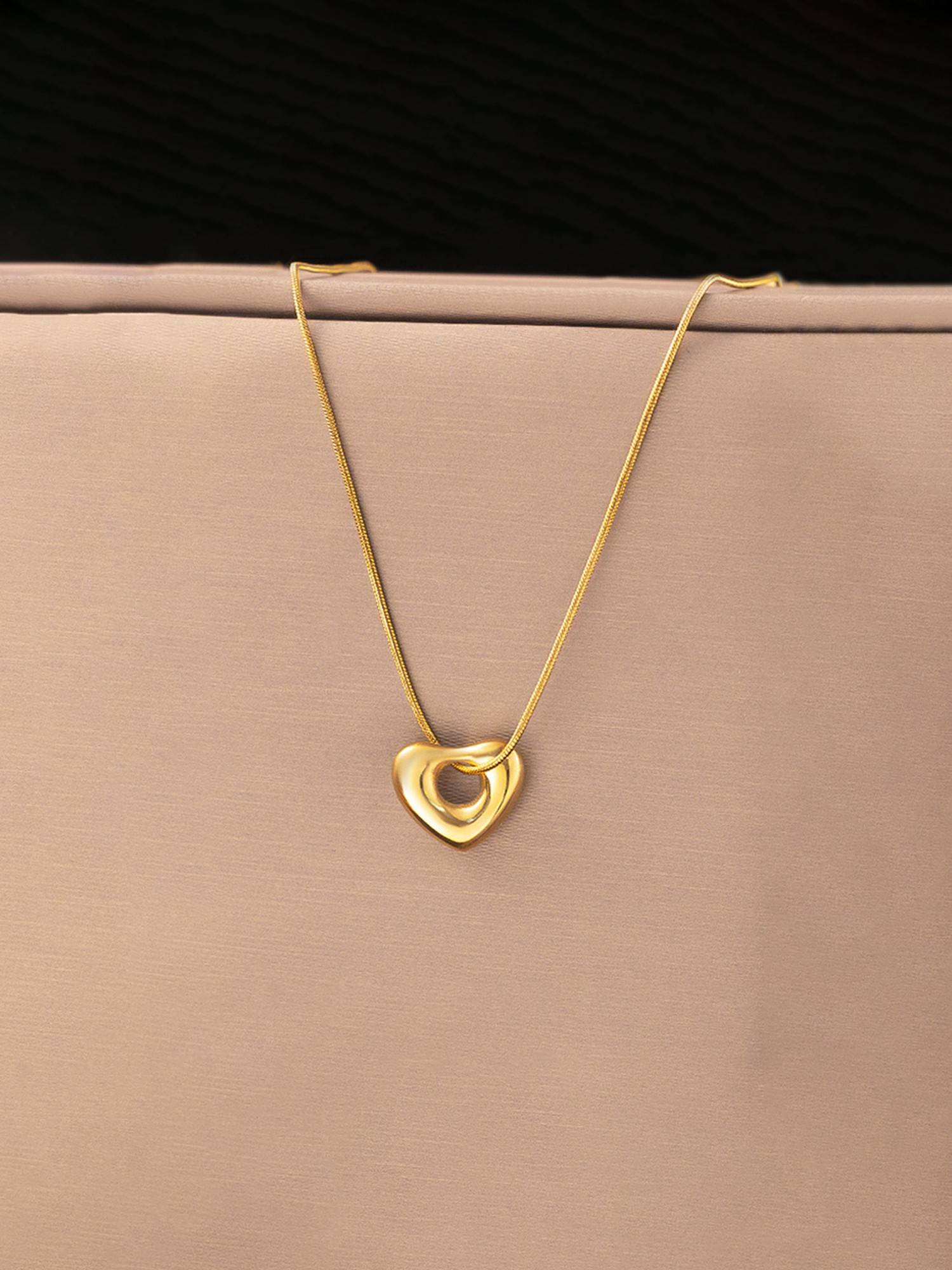 Designs & You Gold Plated Anti Tarnish Stainless Steel Heart Themed Pendant