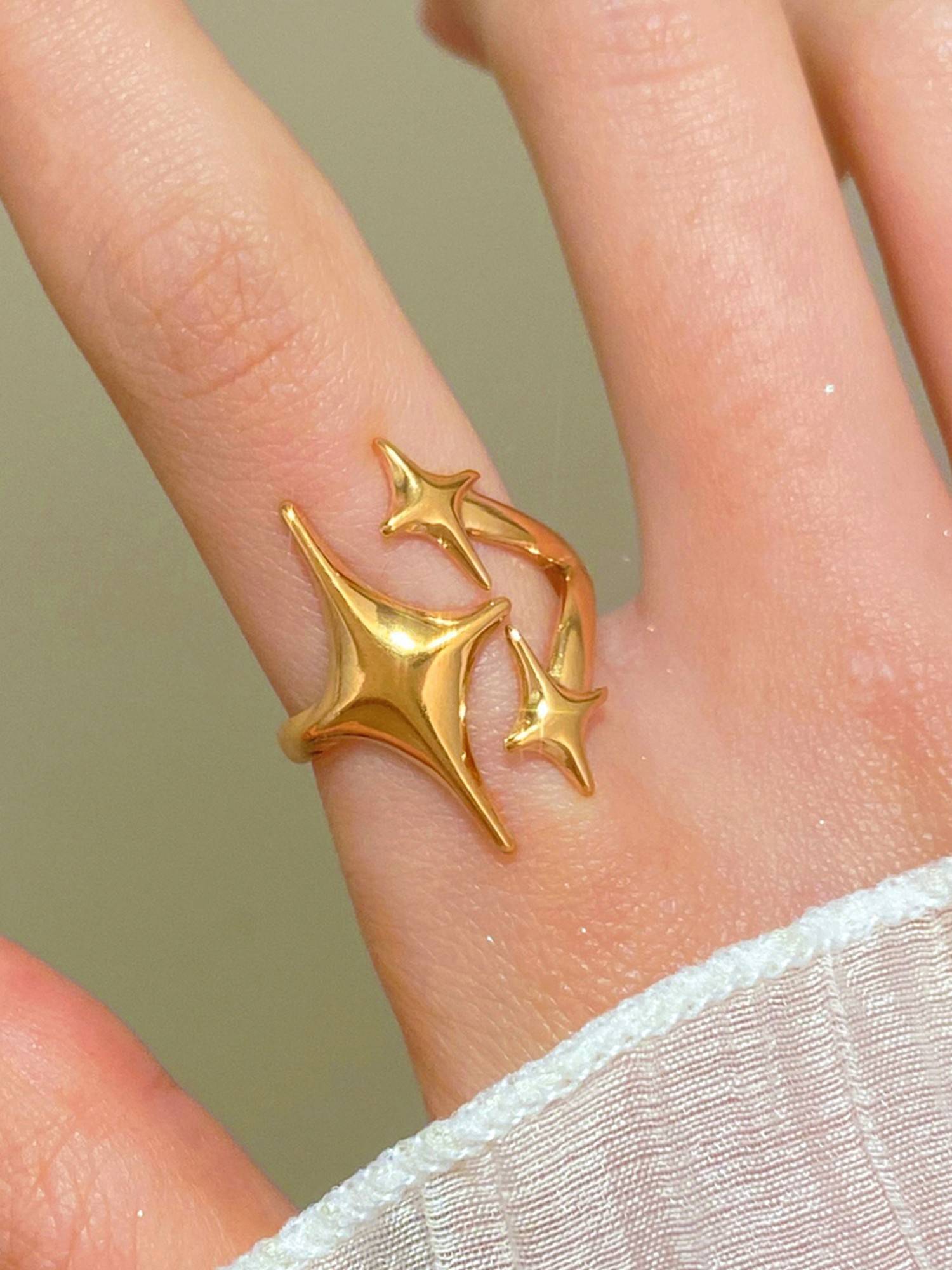 Designs & You Gold Plated Anti Tarnish Stainless Steel Star Themed Ring