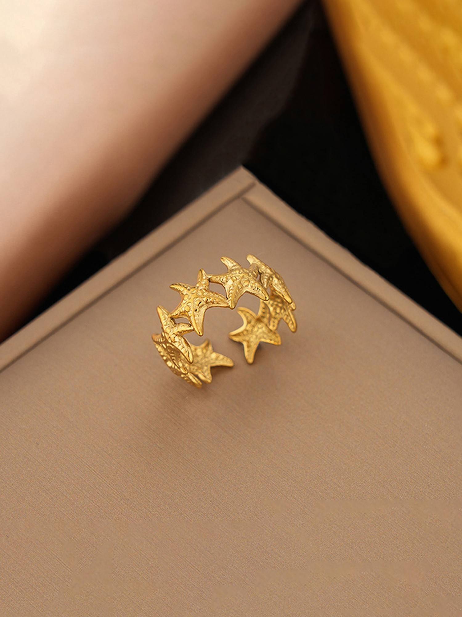 Designs & You Gold Plated Anti Tarnish Star Themed Contemporary Ring