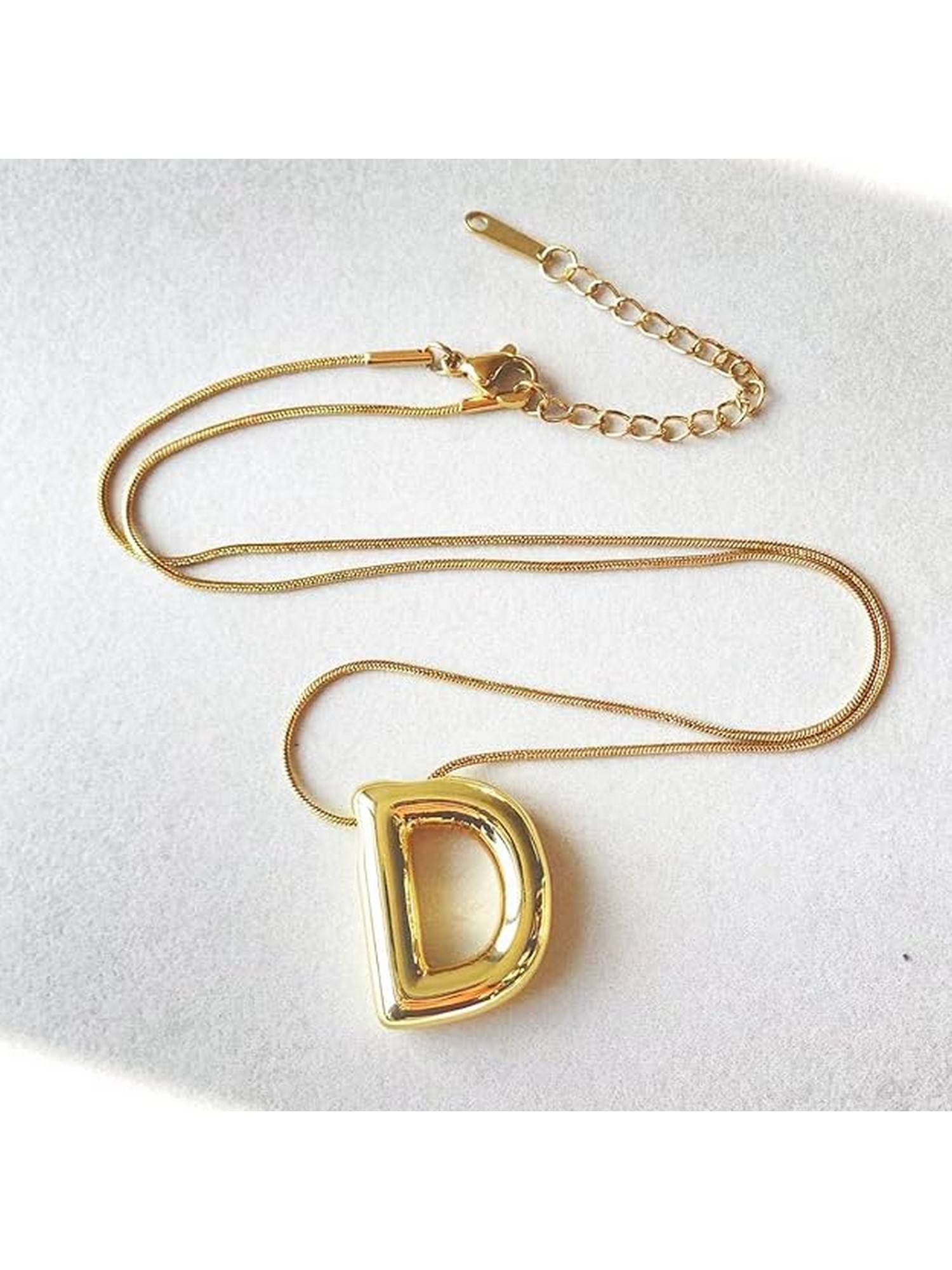 VIEN Bubble Letter Chunky Balloon Letter Initial Gold Plated Necklace