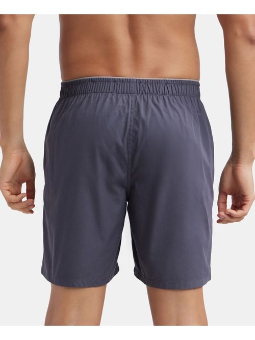 Buy Men's Super Combed Mercerized Cotton Woven Fabric Boxer Shorts -  Graphite MC10