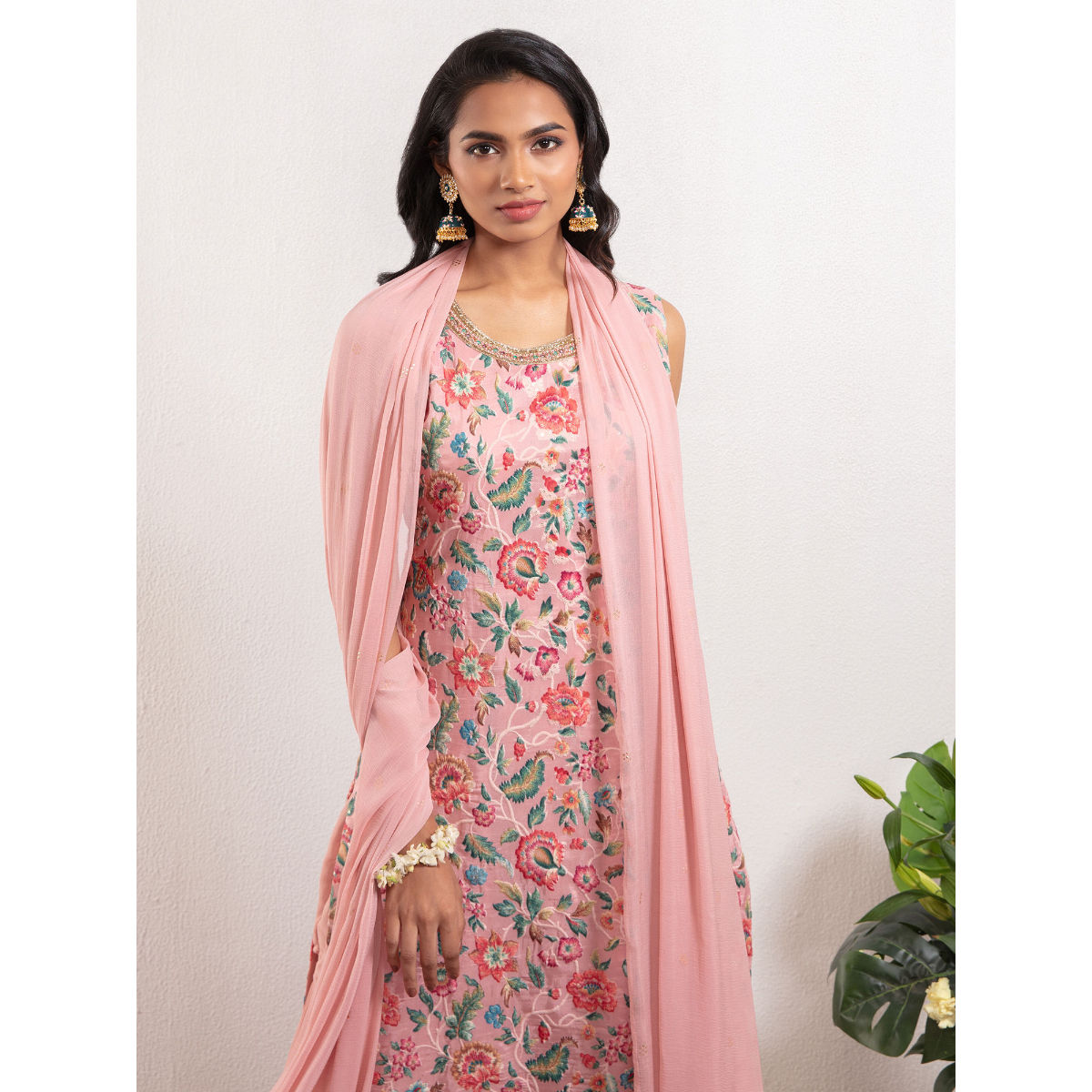 Gajra Gang by Nykaa Fashion Pink floral embroidered Kurta Sharara ...