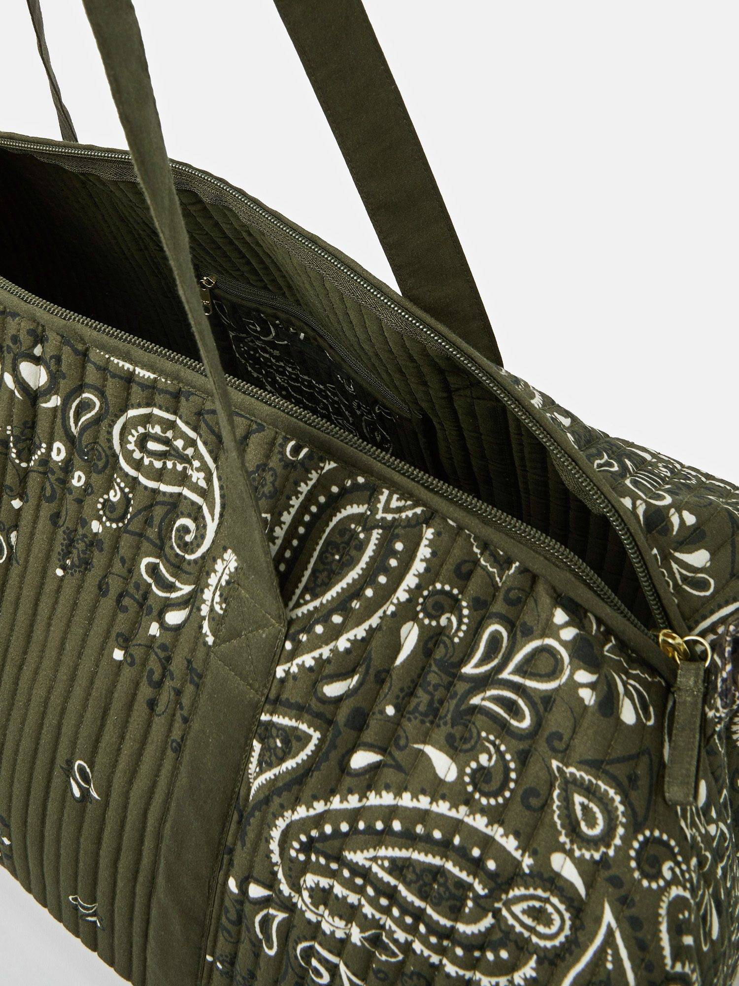 Buy Accessorize London Women Olive Paisley Quilted Duffle Bag Online
