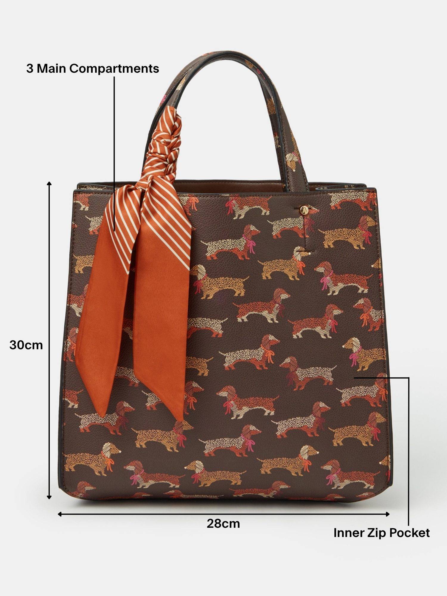 Buy Accessorize London Women Brown Printed Sausage Dog Handbag