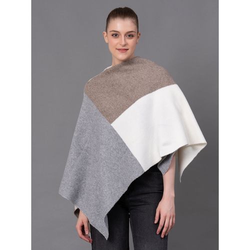 Red Tape Beige Acrylic Polyamide Woolen Self Design Womens Poncho (L)