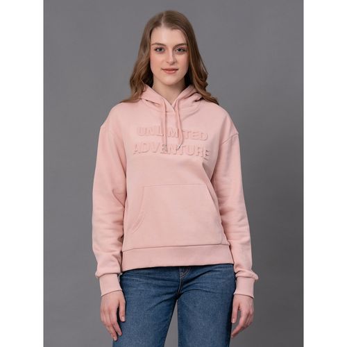 Buy Red Tape Pale Pink Cotton Poly Fleece Embossed Womens Hoodie