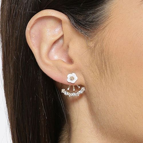 Buy OOMPH Jewellery Gold Tone Floral Ear Jacket Ear Stud Earrings