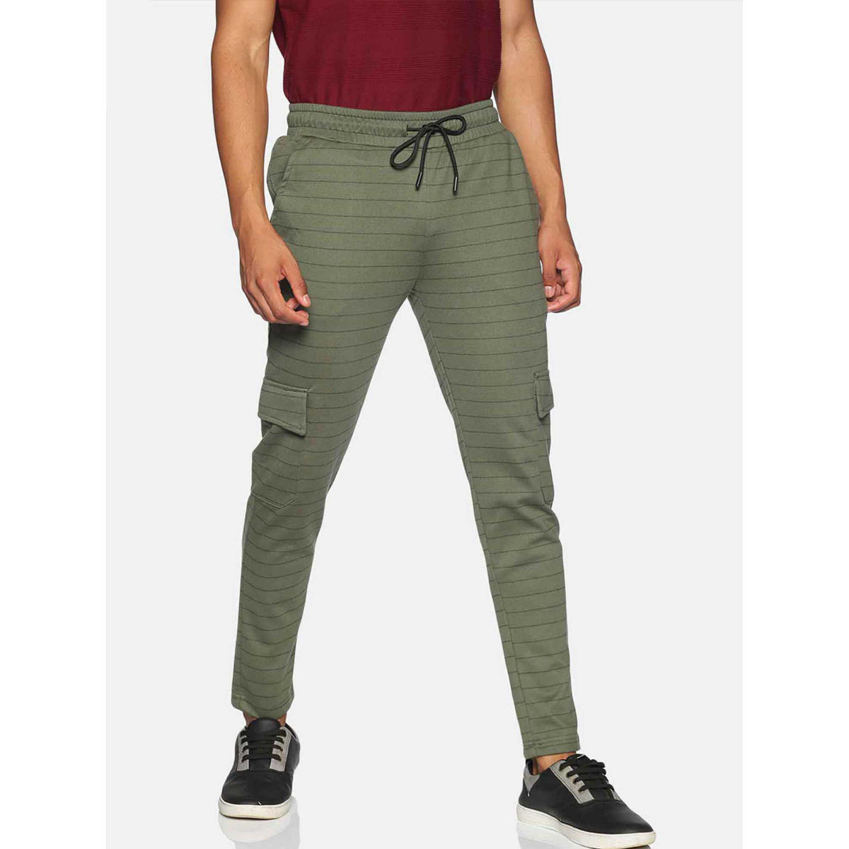 Buy Campus Sutra Men Checkered Green Track Pants Online