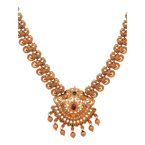 Buy Saraf RS Jewellery Gold Plated Floral Antique Temple Necklace