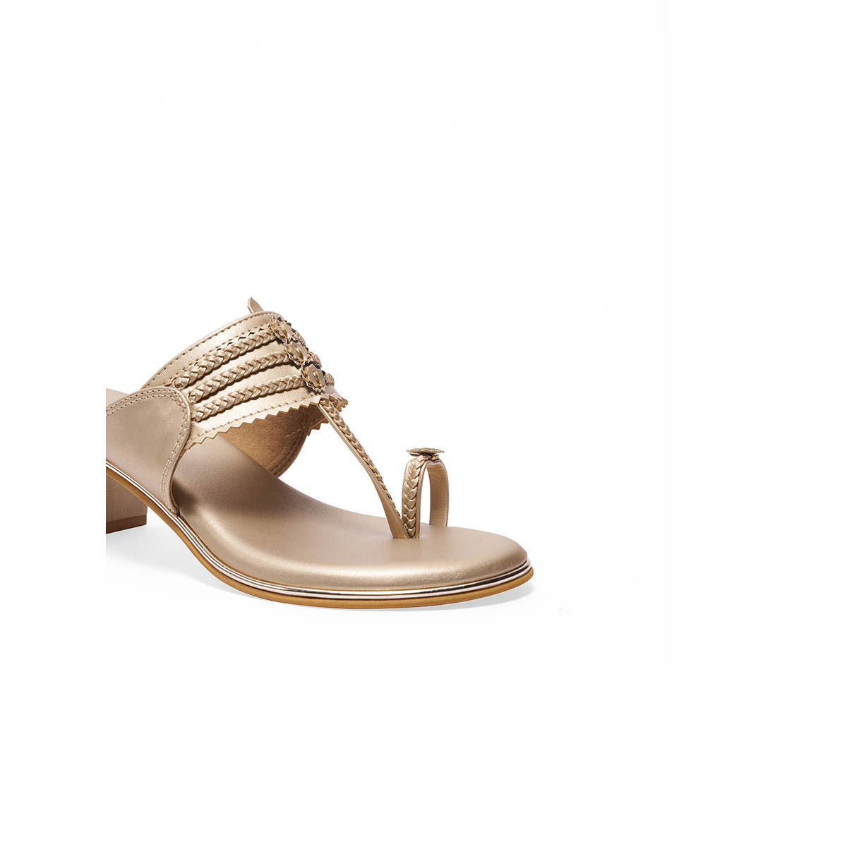 layla Buy Eridani Layla Gold Kolhapuri Heel Sandals Online