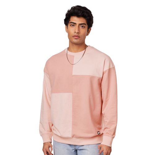 Buy Men's Colour Block Pink Hoodie Online