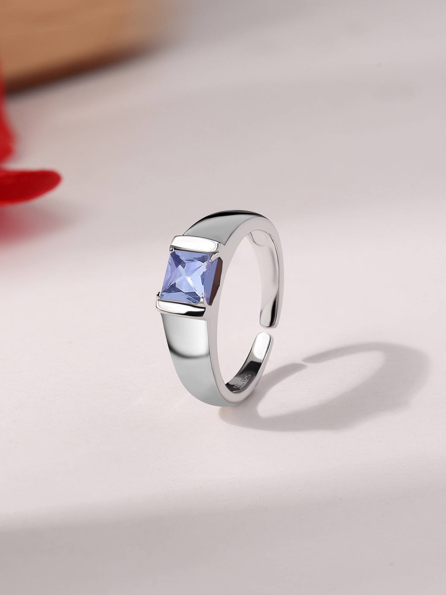 Ornate Jewels 925 Silver Square Natural Tanzanite Adjustable Ring for Women & Girls