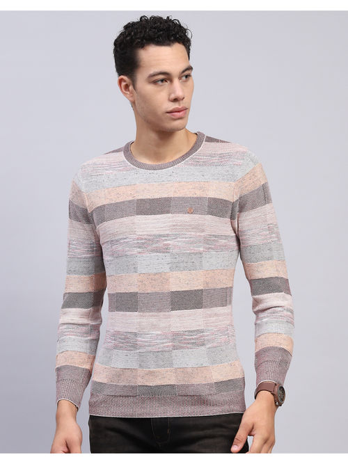 Buy Monte Carlo Multi-Color Round Neck Full Sleeve Pullover