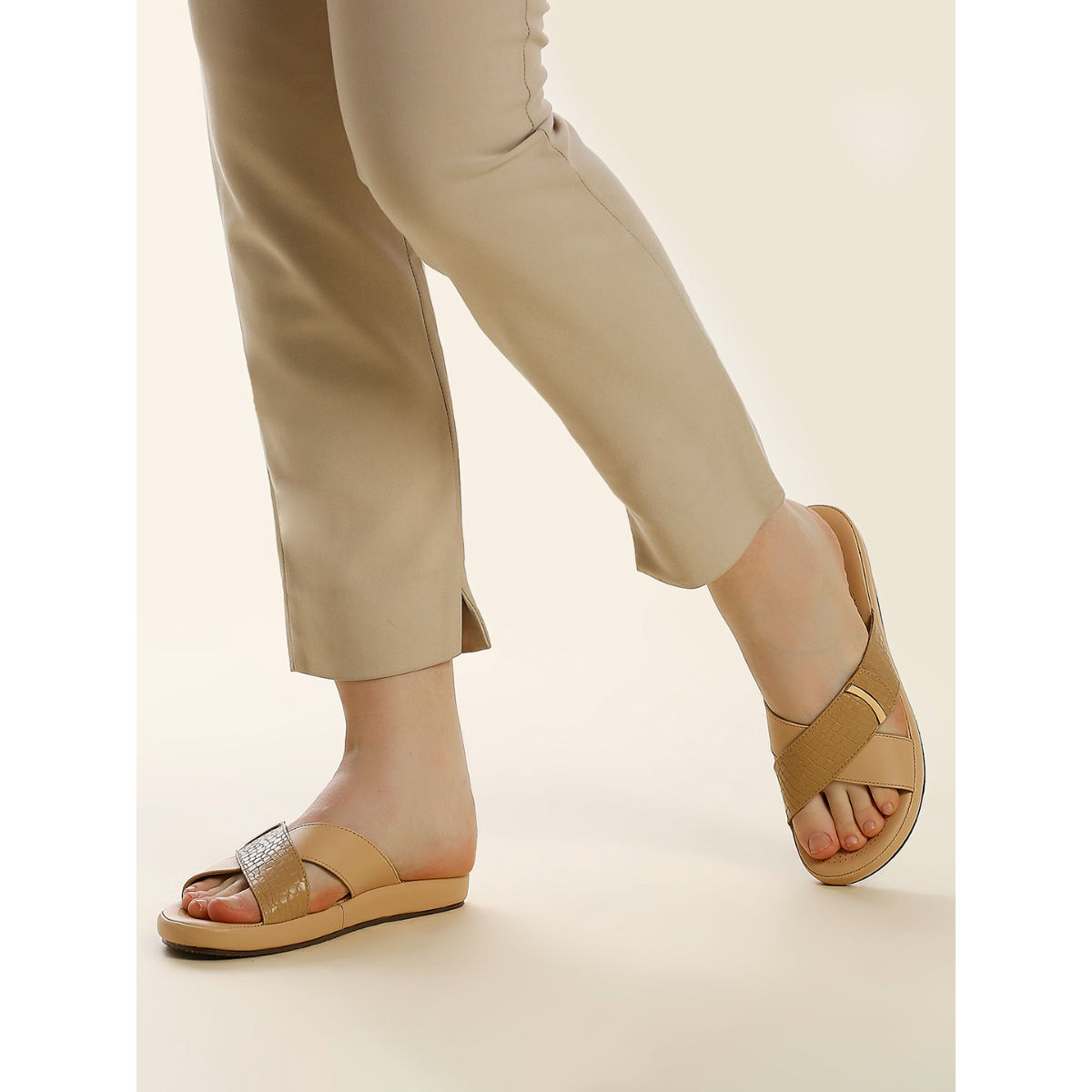 Buy Inc.5 Women Beige Casual Embellished Open Toe Flat Sandals Online