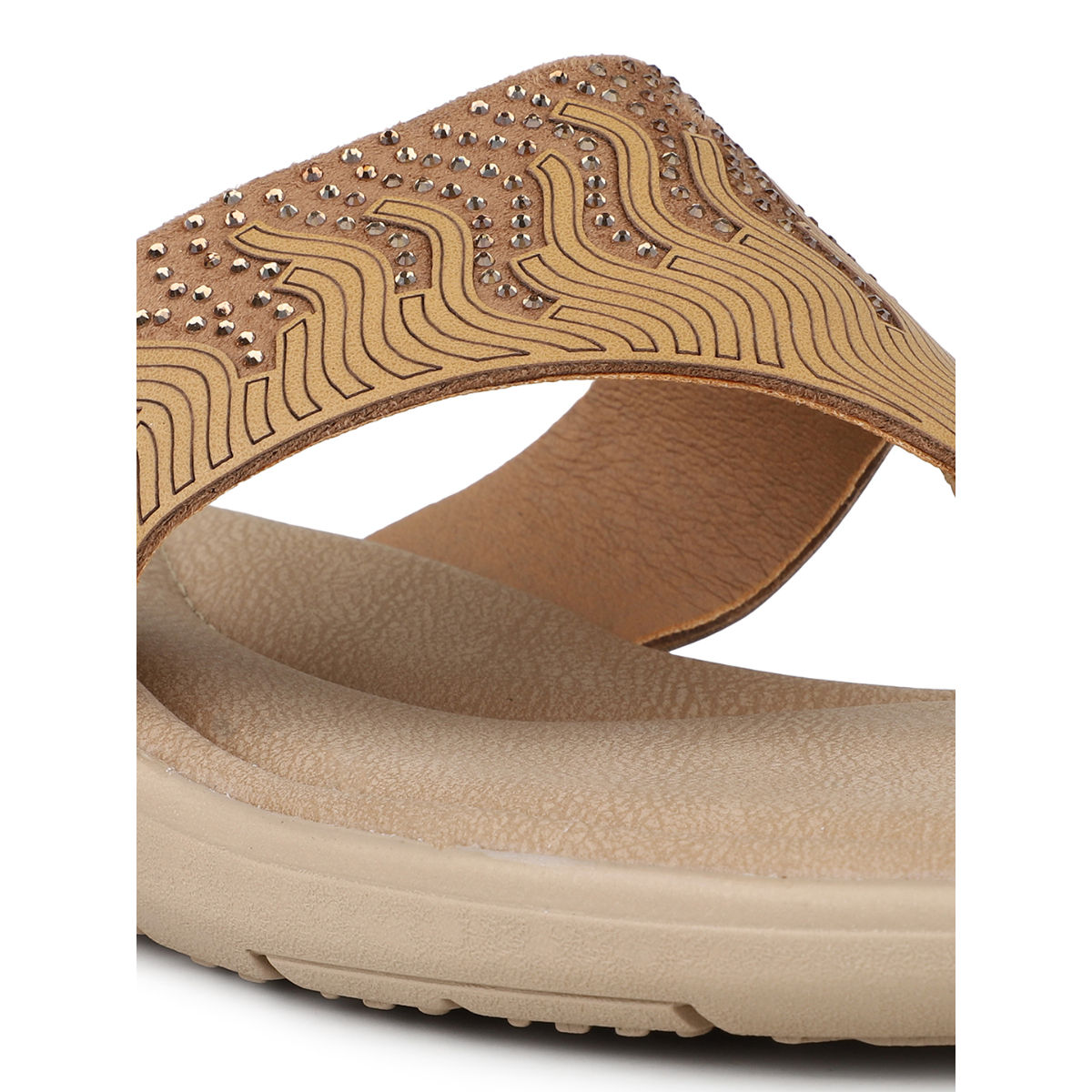 Offen オッフェン square-OPPEN / BEIGE & BLACK Buy Inc.5 Women Beige Casual Embellished Open Toe Flat Sandals Online