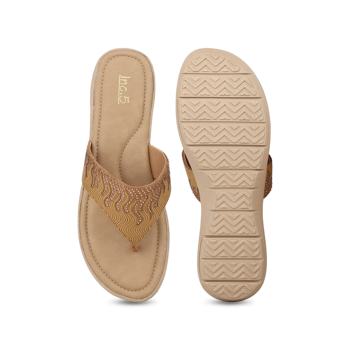 Buy Inc.5 Women Beige Casual Embellished Open Toe Flat Sandals Online