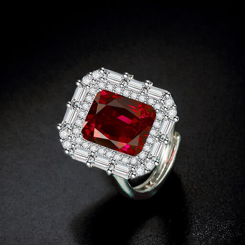 Buy Designs You Silver Plated Crushed Ice Cut Red Finger Ring Online