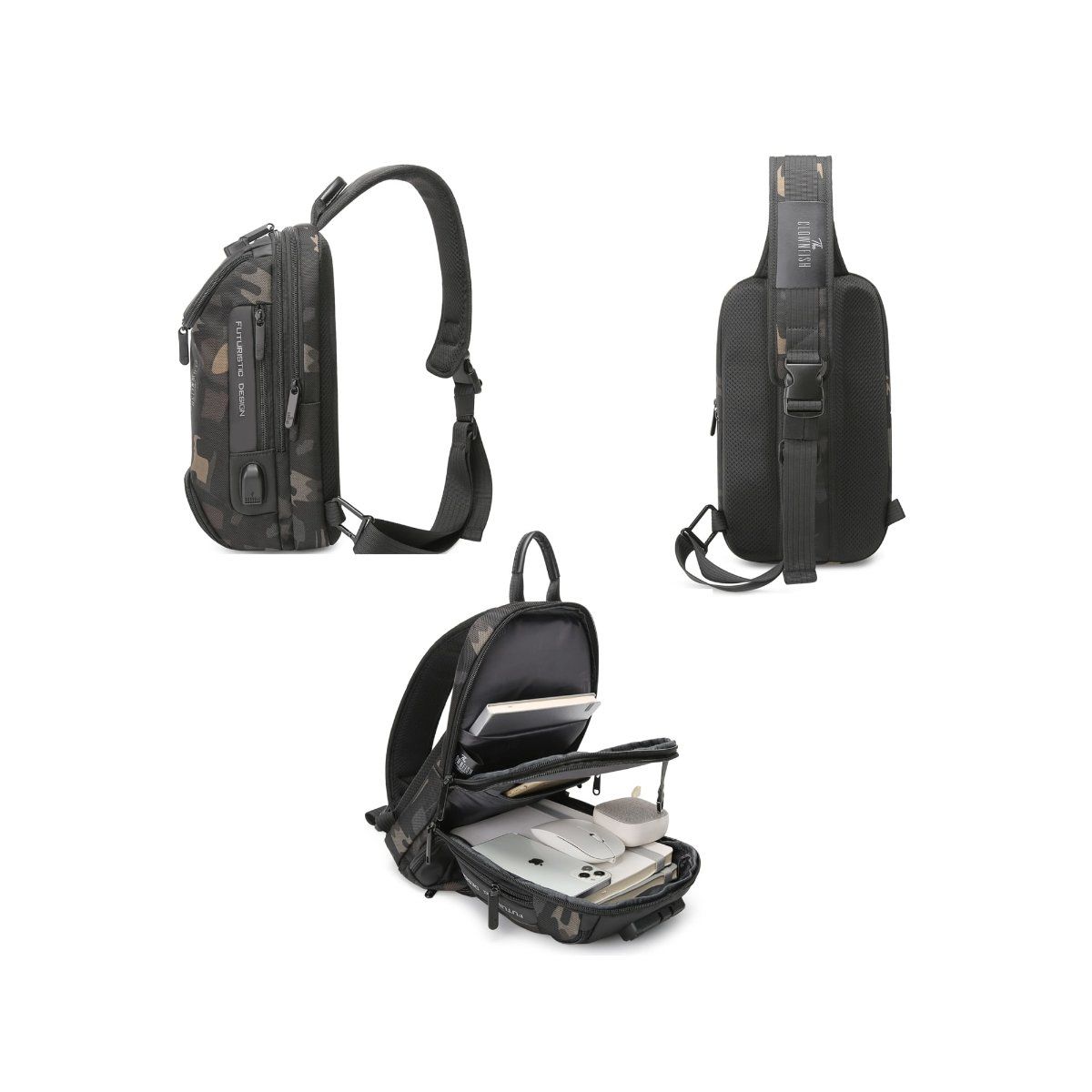 Buy The Clownfish Antitheft Crossbody Bag with Usb Interface (Black) Online