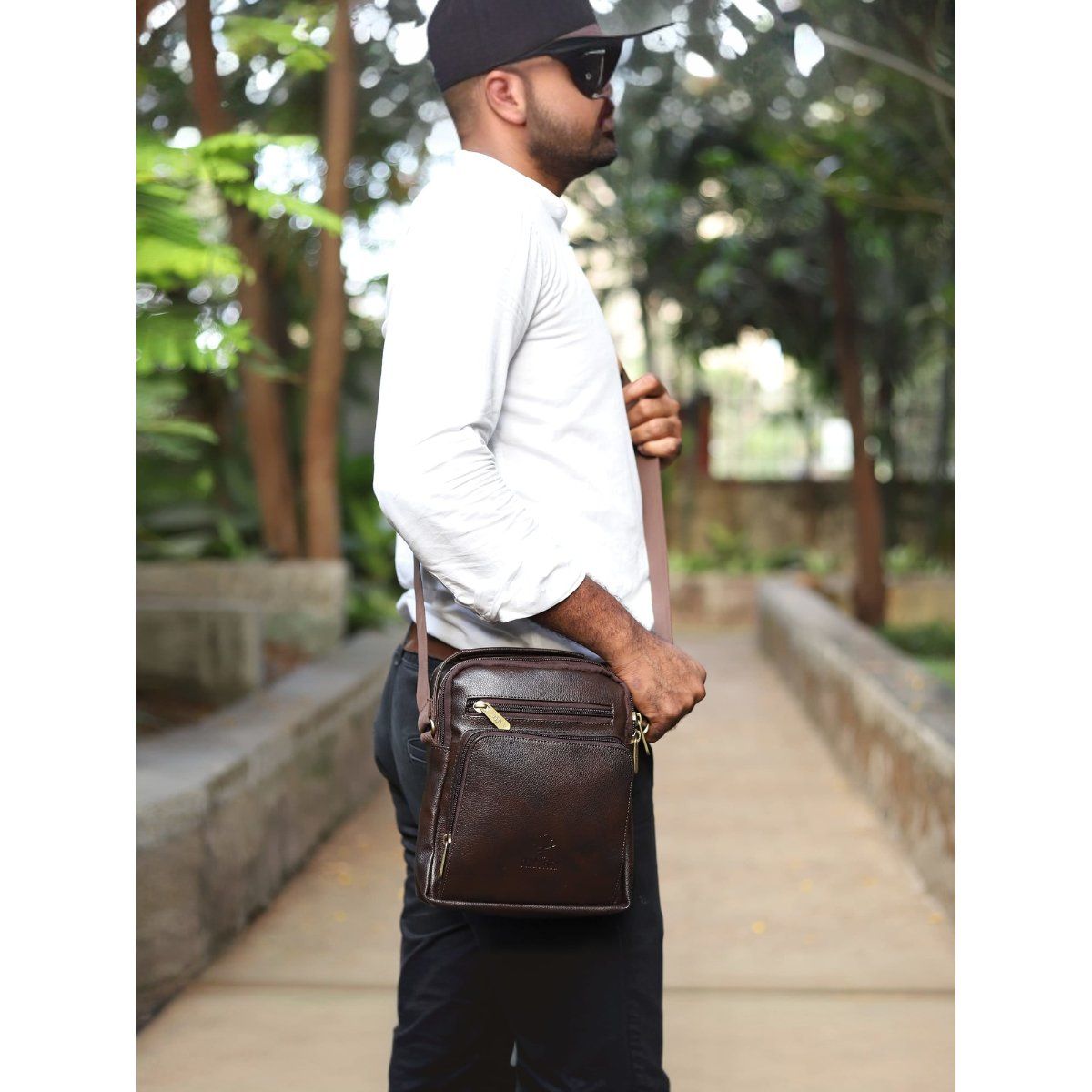 Faux leather unisex sling bag on sale