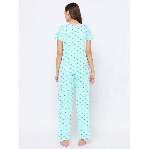 Buy Clovia Pretty Printed Top Pyjama Set 100 Percent Cotton