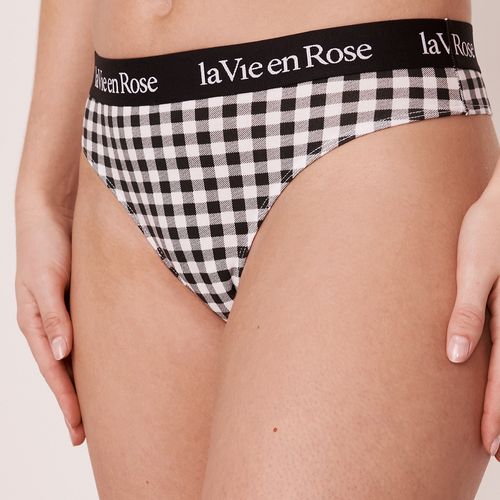 Buy La Vie En Rose Cotton and Logo Elastic Band Thong Panty Online