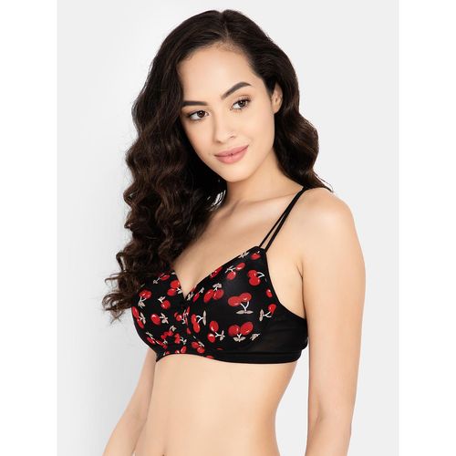 Buy Clovia Polyamide Printed Padded Full Cup Wire Free T-Shirt Bra - Black  Online