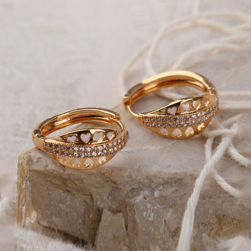 Anika's Creations Rose Gold Plated American Diamond Studs Earring