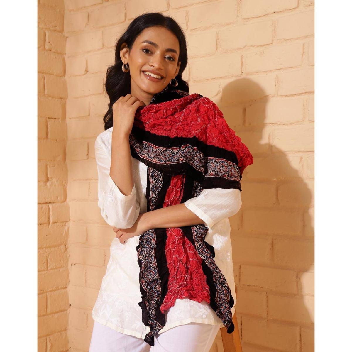 Fabindia Rust Modal Tie & Dye Stole