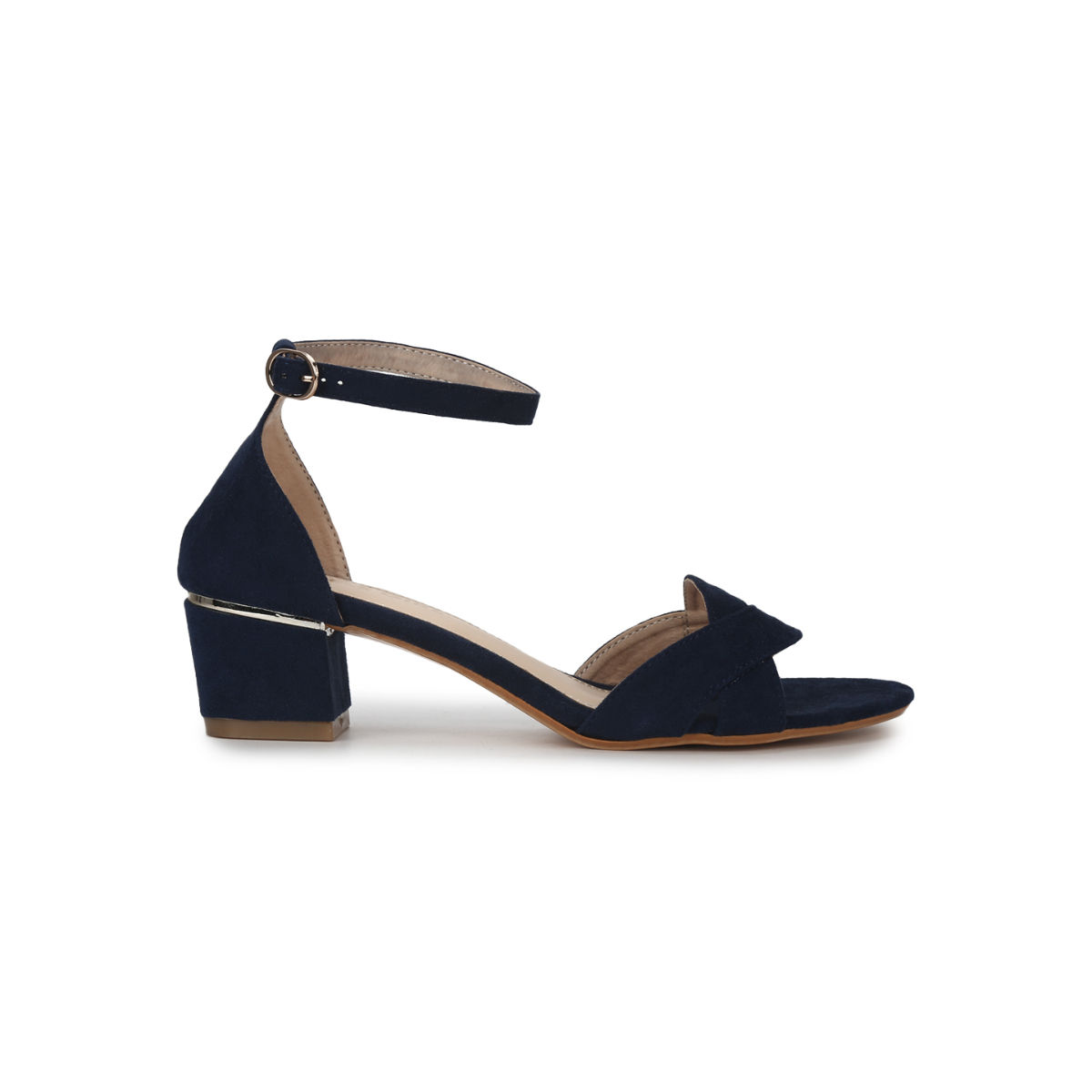 Buy Truffle Collection Navy Blue Micro Low Heel Sandals Online