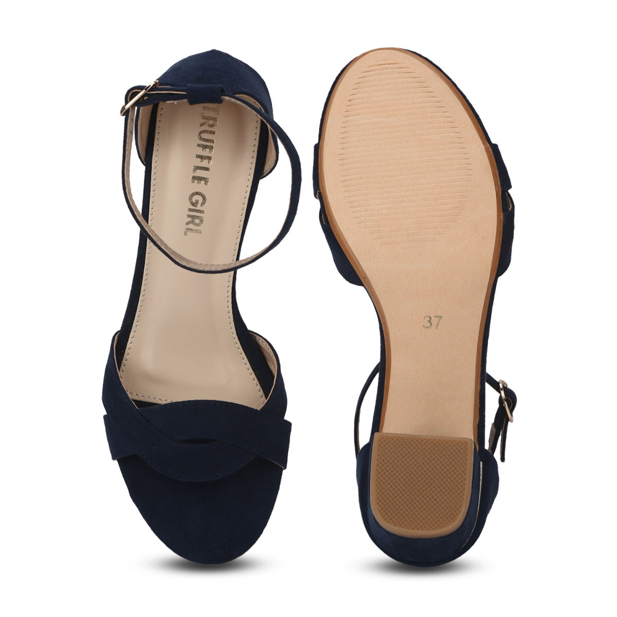 Buy Truffle Collection Navy Blue Micro Low Heel Sandals Online