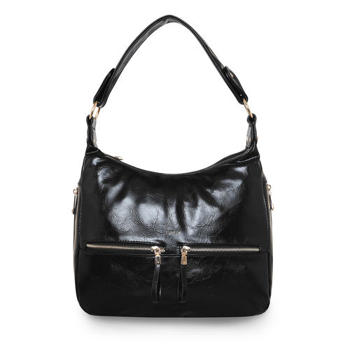 Black Leather Hobo Bag - Slouchy Leather Purse For Women