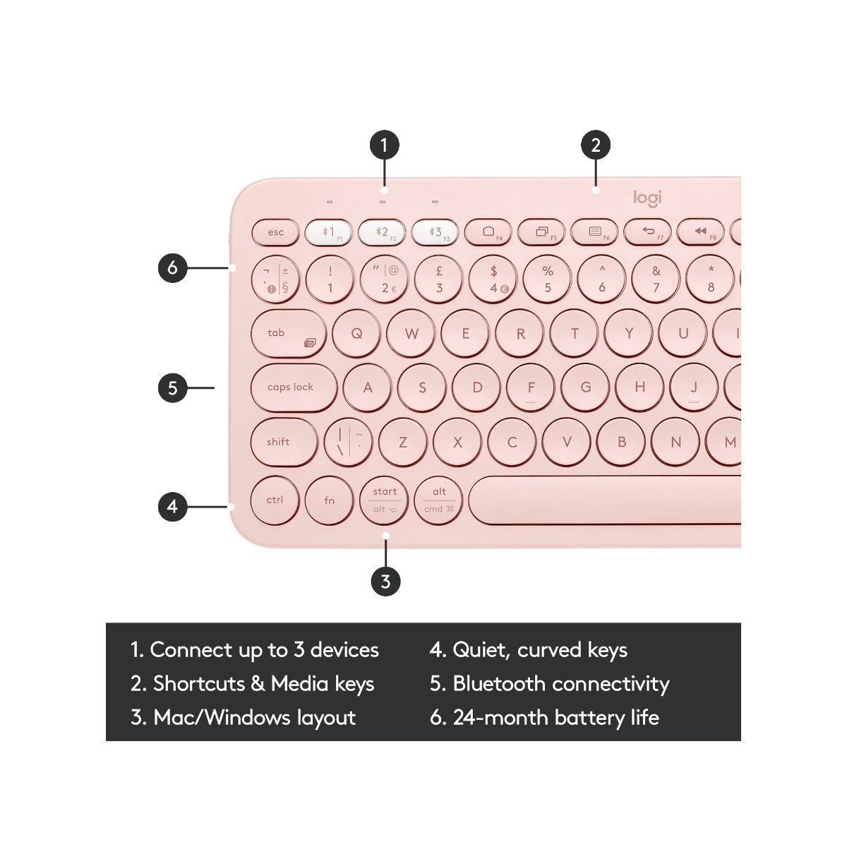 Logitech (K380) MultiDevice Bluetooth Keyboard for PC, Laptop, Windows