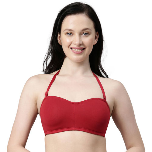 Buy Enamor Women A019 Non Padded Wirefree Perfect Shaping Cotton Strapless  Bra Red Online