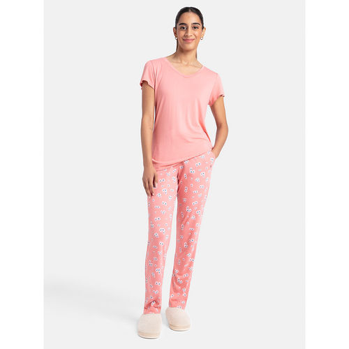 Jockey RX85 Women Micro Modal Cotton T-Shirt and Pyjama Sleep Set Peach  Blossom (S) - Main Image