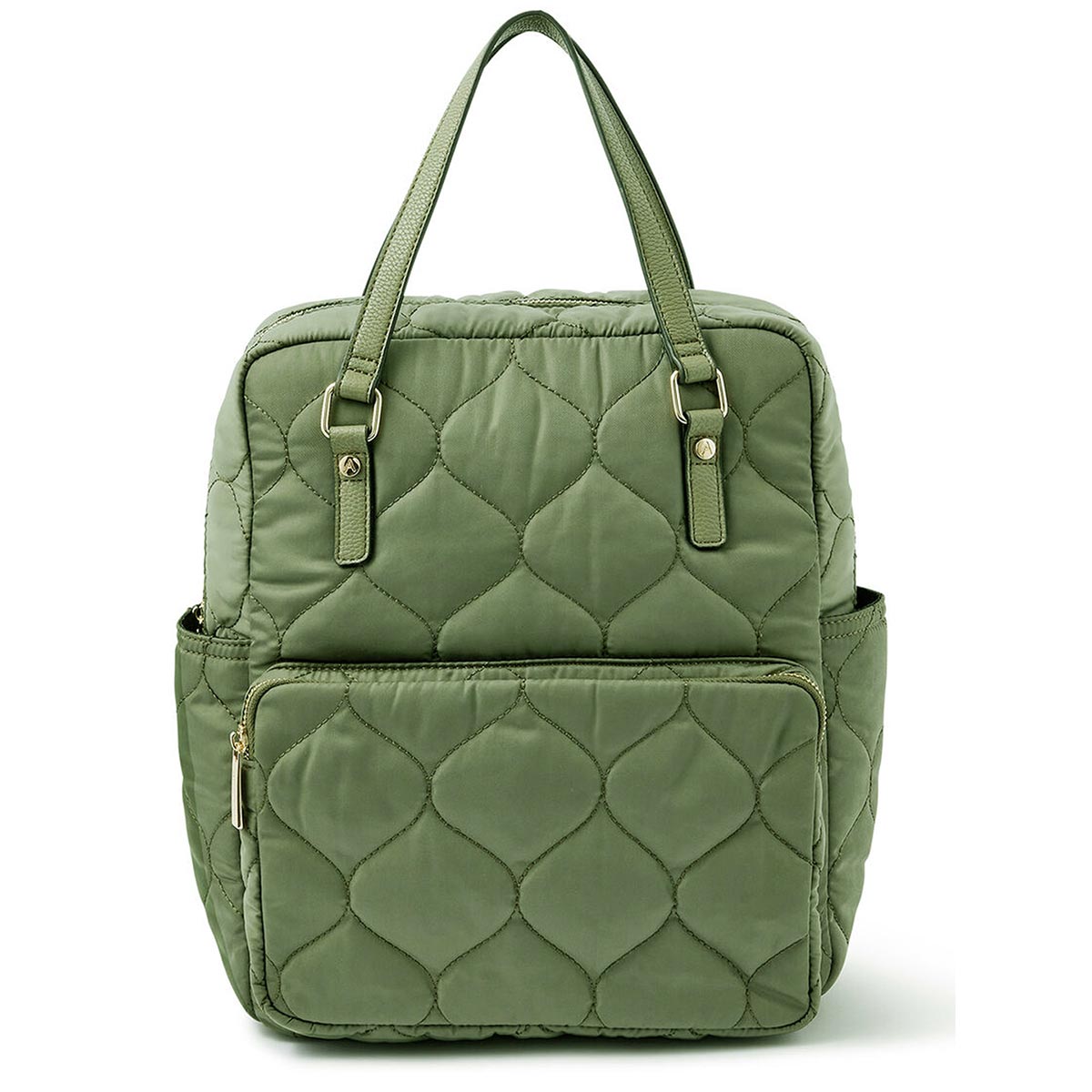 Accessorize London Womens Faux Leather Khaki New Nylon Emmy Backpack