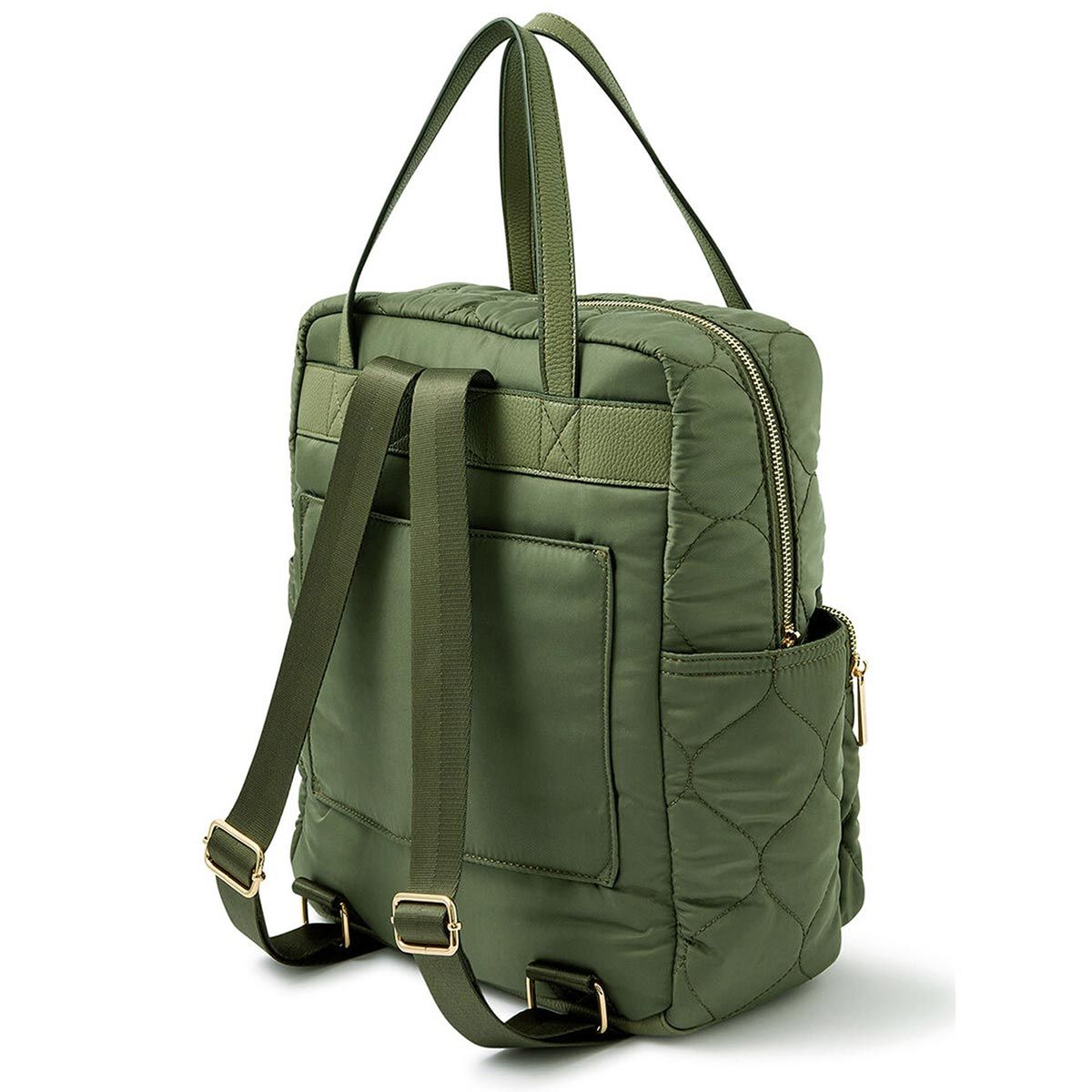 Accessorize London Womens Faux Leather Khaki New Nylon Emmy Backpack