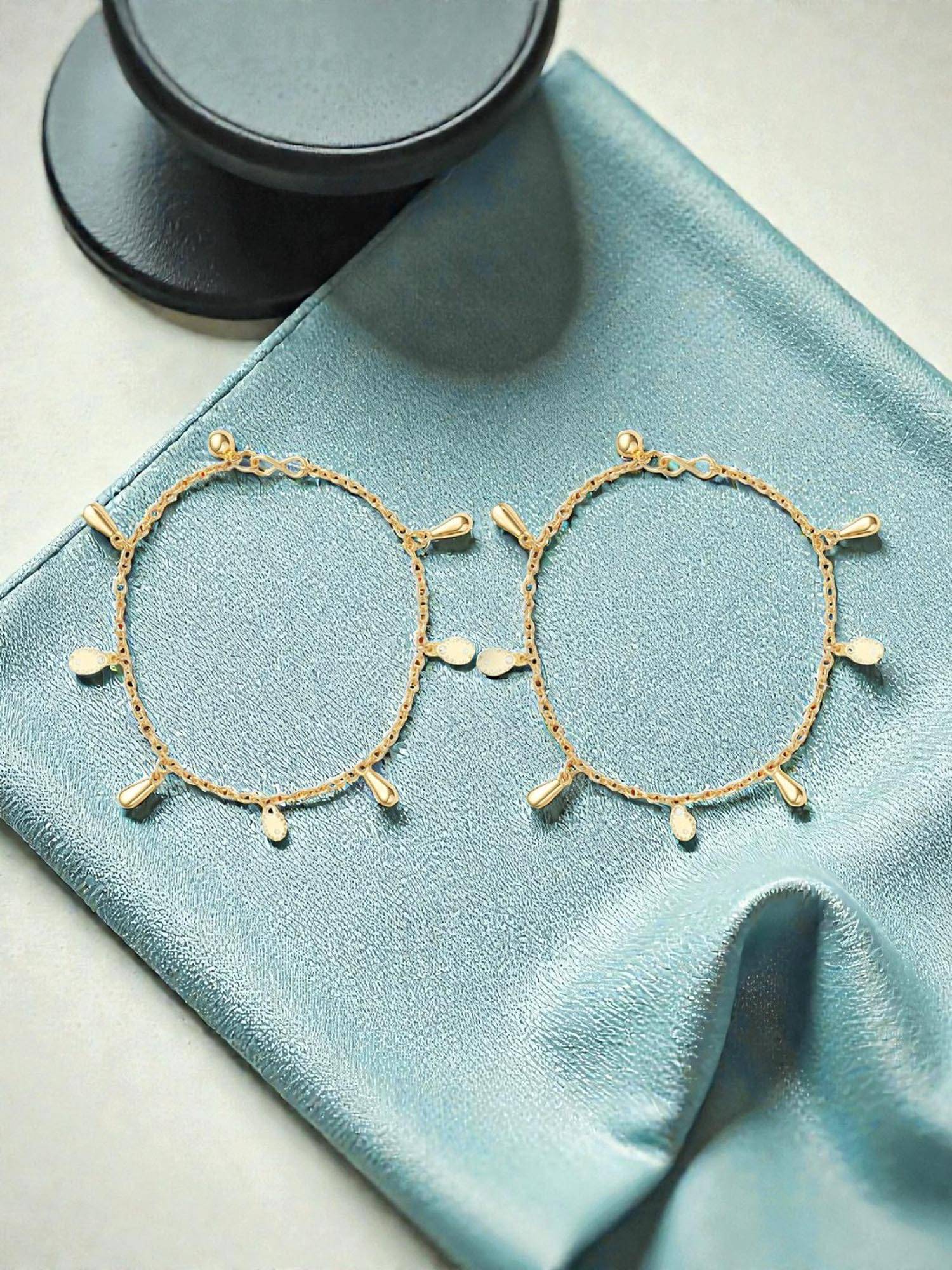 Accessher Gold Silver Lock Charm Anklets (Pack Of 2)