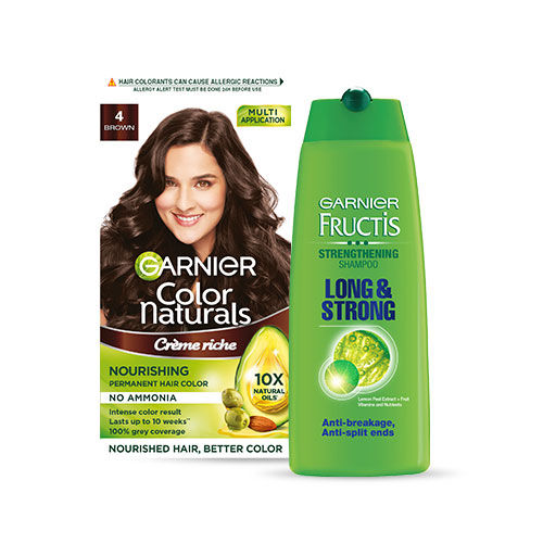 Garnier Color Naturals No Ammonia Permanent Hair Color 4 - Brown +  Strengthening Shampoo: Buy Garnier Color Naturals No Ammonia Permanent Hair  Color 4 - Brown + Strengthening Shampoo Online at Best Price in India |  Nykaa