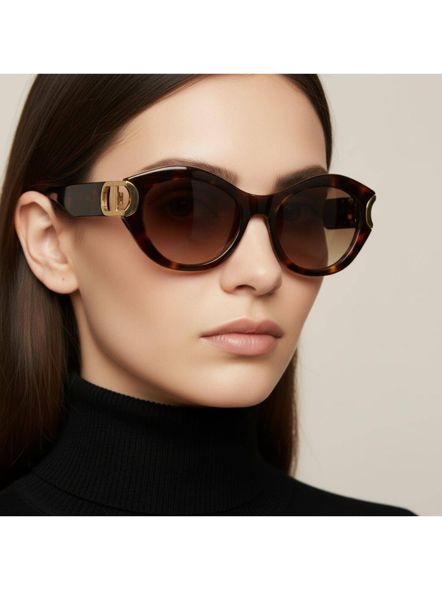 Vintage Women Amour Brown Lens Sunglasses (54)